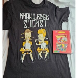 Beavis and Butt-Head Knowledge Sucks T-Shirt M and Troubled Youth DVD Bundle MTV
